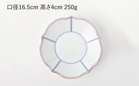 【波佐見焼】深皿 5枚セット 渕渕錆間取 花型深皿・青 手描き 食器 皿 【福田陶器店】 [PA242]  波佐見焼