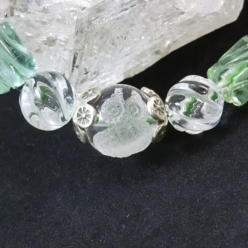 天然石ブレスレット「癒しのフクロウ」恋愛運【007B-082】