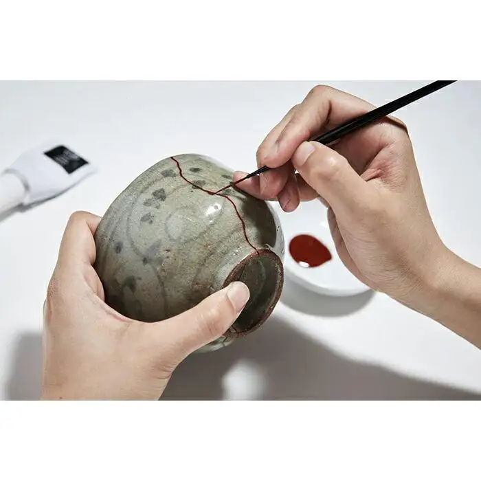 【堤淺吉漆店】天然漆と純金粉を使った本格金継ぎ体験キット 「金継ぎコフレ」（動画解説付）（手袋サイズＭ）