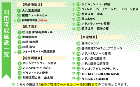那須温泉旅館協同組合 ご宿泊利用券 30,000円分（3,000円×10枚）〔G-16〕｜宿泊 旅行 チケット 宿泊券 温泉 露天風呂 旅行券 ホテル 観光 国内旅行 那須 栃木県 那須町
