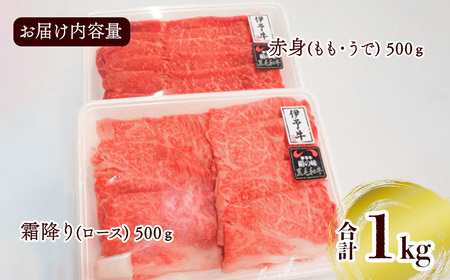 【霜降りと赤身】伊予牛絹の味_すき焼き用1㎏（ロース500g、もも・うで500g）(冷凍)｜黒毛和牛 A4～A5