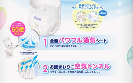 ［全2回定期便］ メリーズ ずっと肌さらエアスルー 【パンツタイプ】　Lサイズ（44枚入り）×3パック ｜オムツ  紙おむつ ベビー用品
