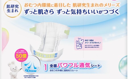 ［全3回定期便］ メリーズ ずっと肌さらエアスルー 【テープタイプ】　Mサイズ（52枚入り）×4パック ｜オムツ  紙おむつ ベビー用品