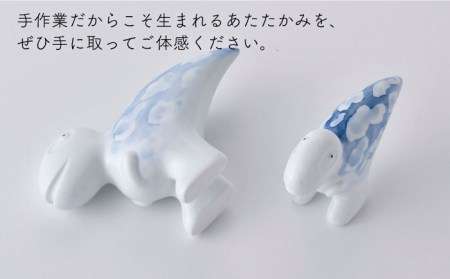 【陶器市特集】【波佐見焼】恐竜（2足竜）大小 （白釉・つや有り） インテリア 置物【アトリエやま】 [RE16]  波佐見焼