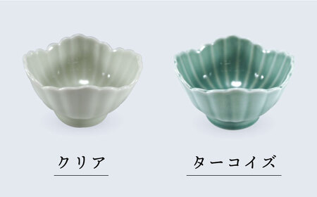 【波佐見焼】色変わり四ツ菊 小付け ターコイズ・ライトブルー・ライトグリーン・クリア 4個セット 食器 皿 【永泉】 [MC59]