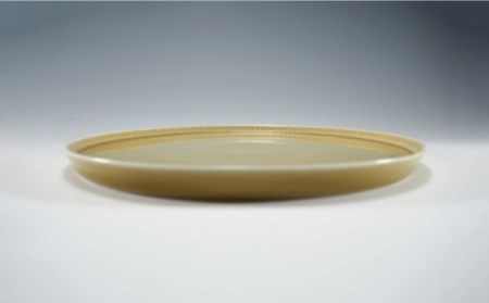 【波佐見焼】十草彫り 24cm 丸 プレート 麦藁色 食器 皿 【永泉】 [MC60] 波佐見焼