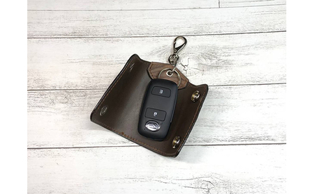 漉き模様革のスマートキーケース 小物 収納 鍵 牛 革製品  ナチュラル