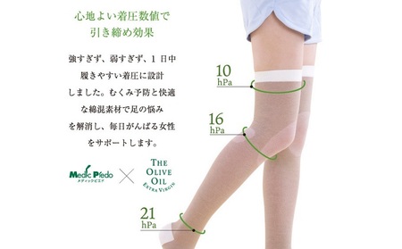 オリーブおやすみ綿混着圧オーバーニー3色セット ファッション むくみ解消 脚の疲れを予防 綿昆素材 