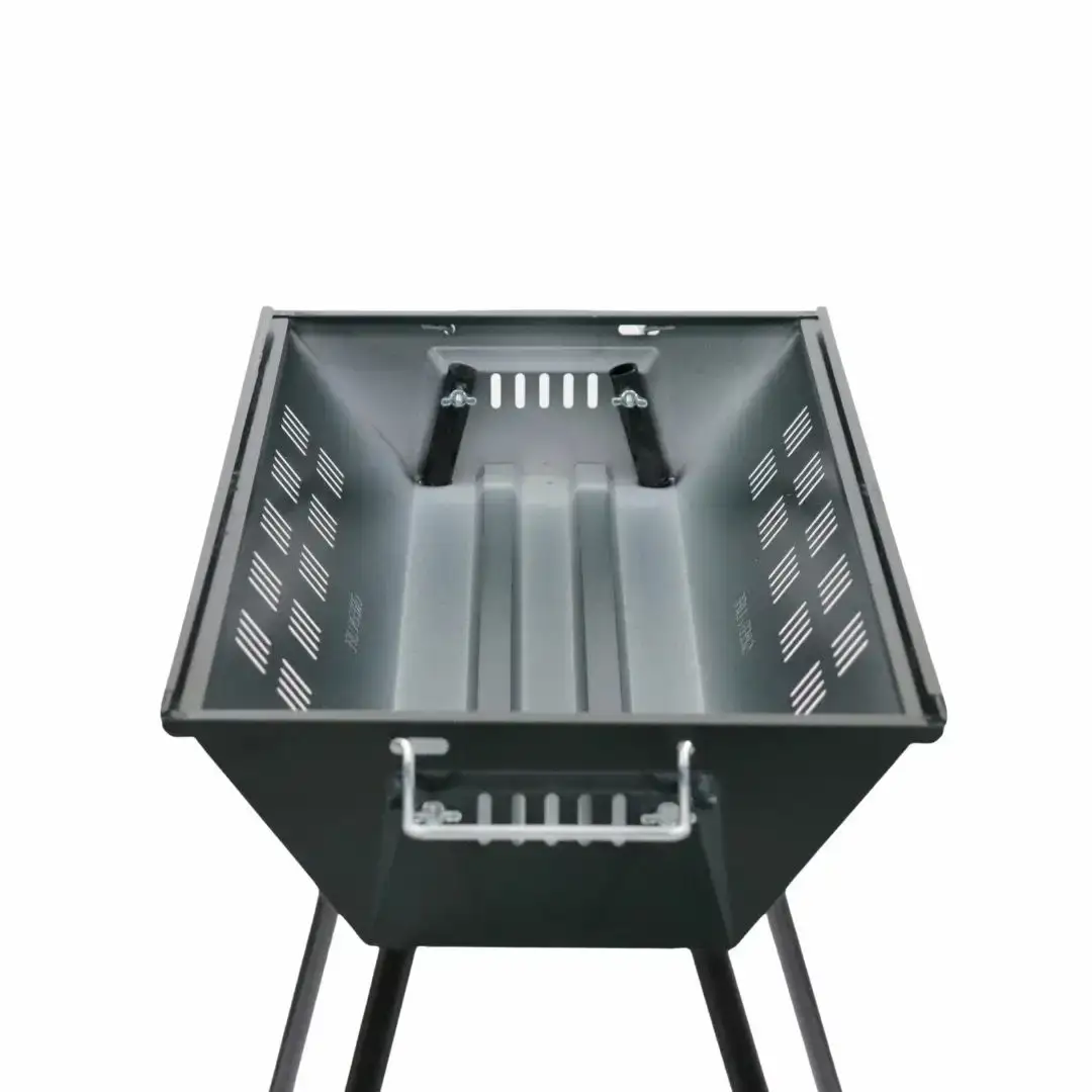 バーベキューコンロ 65cm 少ない炭でもよく燃焼するV型デザインバーベキューコンロ BBQコンロ トング・ブラシつき キャンプ用品 アウトドア用品 BBQ バーベキュー [グリーンライフ] 【010S151】