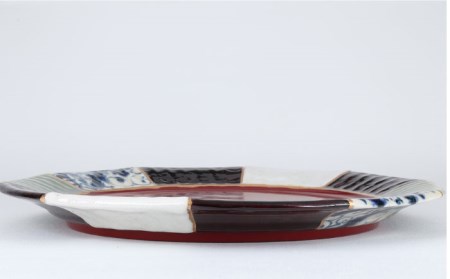 【美濃焼】漆陶 つなぎプレート(25.5cm) 赤【宗山窯】  食器 プレート 皿 丸皿 和モダン 陶器 和風 ワンプレート メインディッシュ レッド 送料無料    [MBI032]