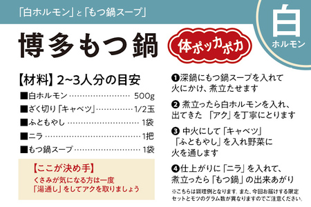 もつ鍋パック【味付ホルモン400g×1、白ホルモン400g×1、自家製煮込タレ×1、もつ鍋スープ×1　白頭苑 ホルモン ホルモン鍋