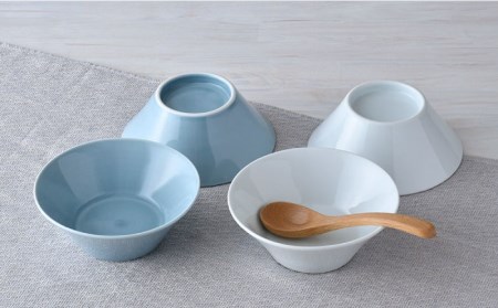 【波佐見焼】高台小鉢 ブルー ホワイト 4個セット 食器 皿 【舘山堂】 [RC35]  波佐見焼