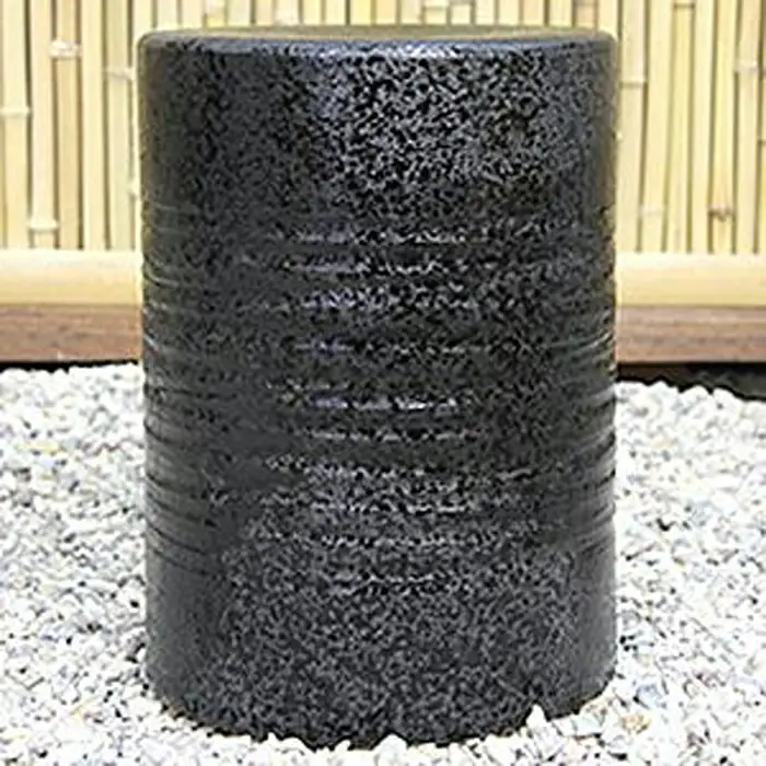 信楽焼 14号黒スパタテーブルセット（テーブル1点、椅子2点）