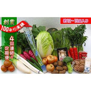 〈定期便4回〉創業100年！老舗の八百屋がチョイスした厳選やさいと旬の果物の詰め合わせ