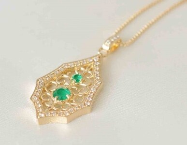 K18　エメラルド/ダイヤモンドネックレス AP08643　[山梨 ダイヤモンド ネックレス エメラルド]