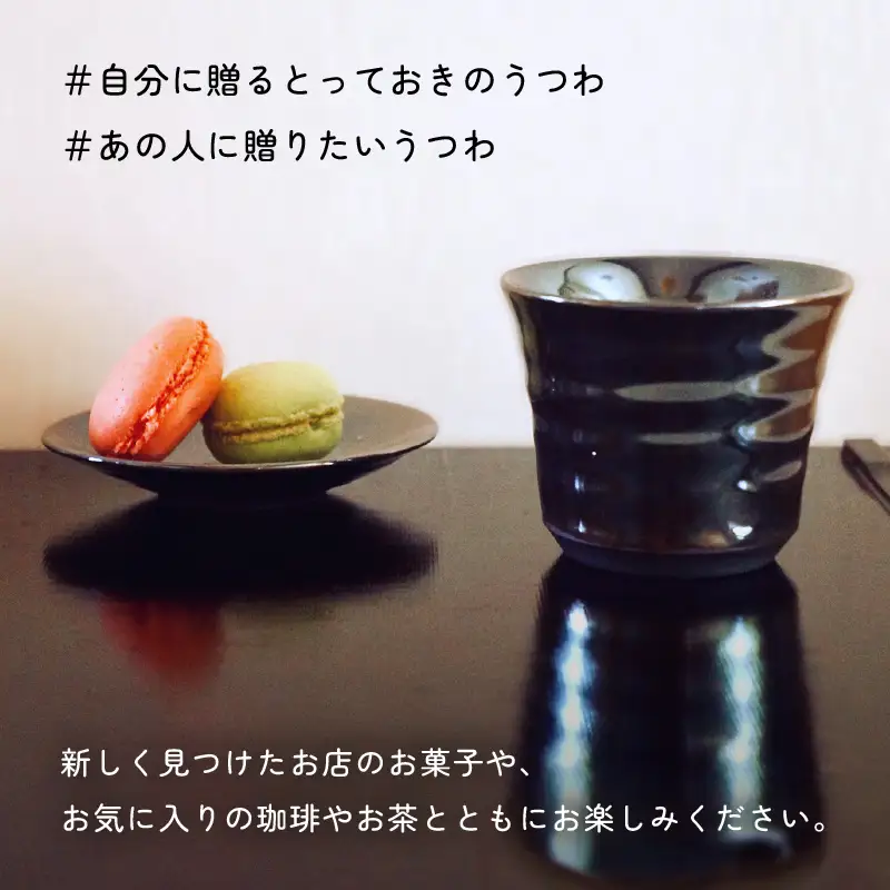 【越前焼】やわらぎ工房 ブラックパール 皿とカップ 【 陶器 食器   福井県 伝統工芸品 マグカップ】 [e25-b006]