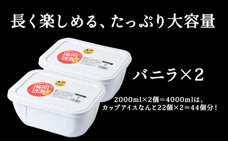 【業務用】稚内牛乳アイスクリーム2000mlバニラ×バニラ2個セット【配送不可地域：離島・沖縄県】