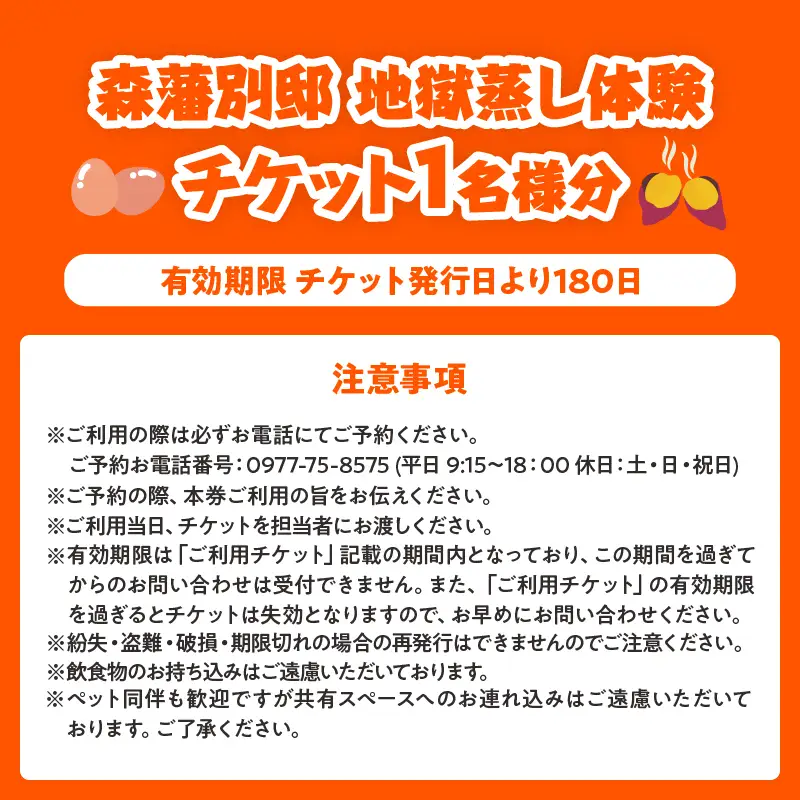 地獄蒸し 体験チケット （1名分）_B007-015