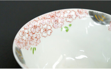 有田焼 中山陶和堂×西原錦工房コラボ「一本桜」ご飯茶碗【中山陶和堂】食器 うつわ 器 磁器 陶磁器 皿 茶碗 お茶碗 飯碗 花 桜 さくら 手描き 華やか 小ぶり ギフト A35-319