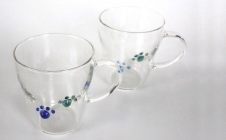 耐熱ガラス製 わんこ・にゃんこ足跡マグ 300ml（1個）[ZB459]