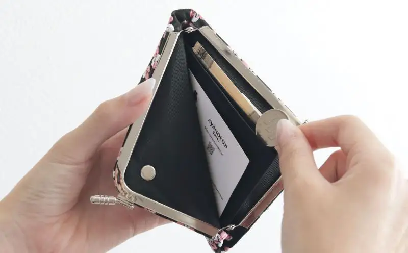 【AYANOKOJI】天溝がま口ウォレット(流花 黒)| がま口専門店 雑貨 人気ブランド