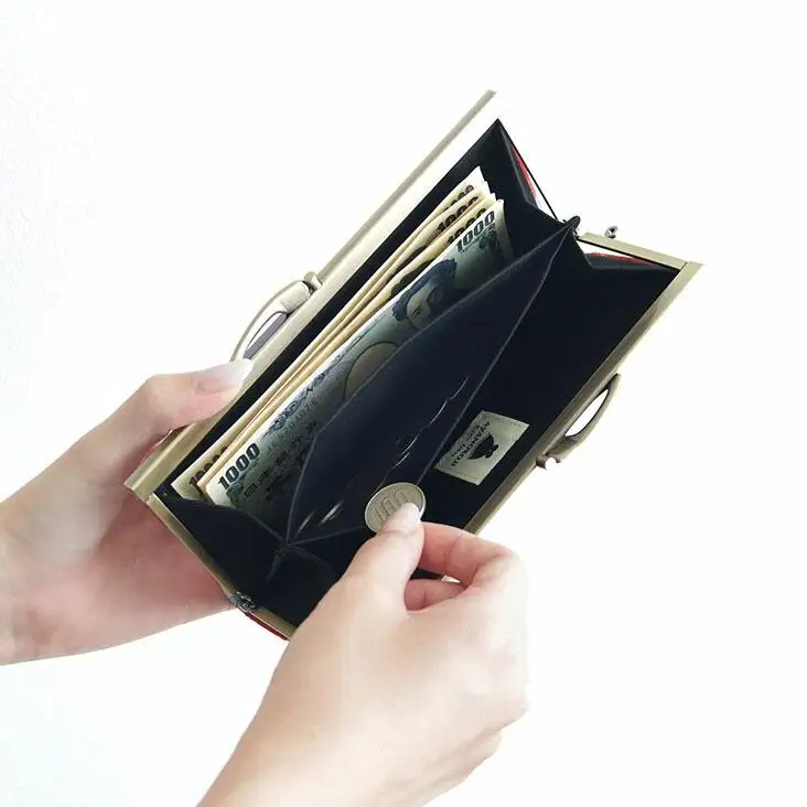 【AYANOKOJI】復刻型がま口長財布(帯地風車柄　赤)| がま口専門店 雑貨 人気ブランド