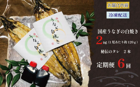 定期便 6ヶ月 うなぎ 白焼き 120g 2本 うなぎ 白焼き