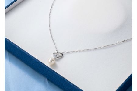 真珠 ハート デザイン パール ペンダント 7.5 - 8.0 mm 井上真珠店 ジルコニア シルバー ネックレス アクセサリー ファッション ジュエリー akoya アコヤ真珠 本真珠 高級 プレゼント 贈り物 贈答品 贈答用 特産品 国産 愛媛 宇和島 A072-004001