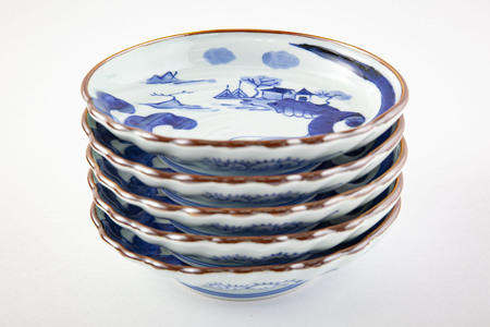 有田焼 染付山水鮑型 銘々皿揃 5枚セット【賞美堂本店】器 うつわ 食器 5枚 セット 染付 あわび アワビ 皿 取皿 A45-397