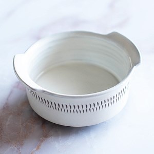 小石原焼 カネハ窯 飛び鉋グラタン皿(白ツヤ×M) AA41