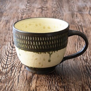 小石原焼 カネハ窯 飛び鉋モーニングカップ(茶マット) AA47