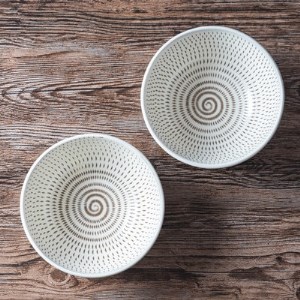 小石原焼 カネハ窯 飛び鉋中鉢セット(両面) AA87