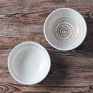 小石原焼 カネハ窯 飛び鉋中鉢セット(両面・シンプル) AA89