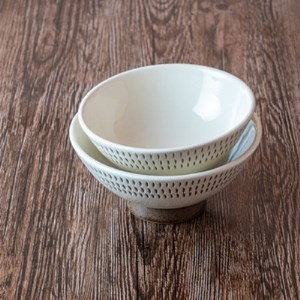 小石原焼 カネハ窯 飛び鉋飯碗 大小セット(フチ飛び鉋) AA91