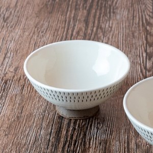 小石原焼 カネハ窯 飛び鉋飯碗 小(フチ飛び鉋) AA96