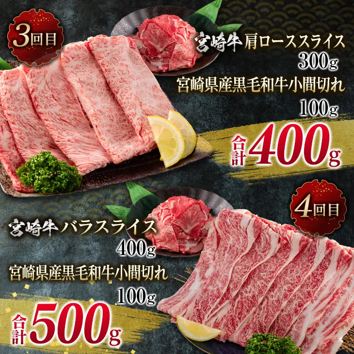 数量限定 6か月 お楽しみ 定期便 宮崎牛 贅沢 満喫 セット 総重量2.5kg_NA1-25