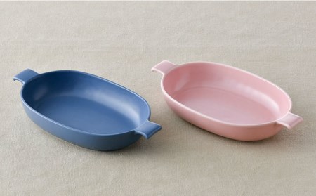 【波佐見焼】オーブンウェア グラタン皿 ピンク・ブルー ペアセット 食器 皿 【光春窯】 [XD61] 波佐見焼