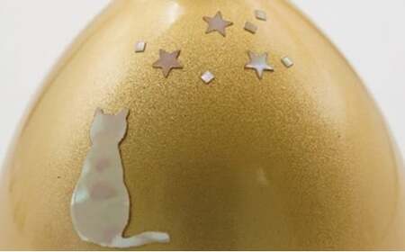 【高岡銅器】エコー 螺鈿猫 金色 民芸品 芸品 雑貨 インテリア ネコ おりん 余韻 高岡螺鈿 伝統工芸士  FAD-0963