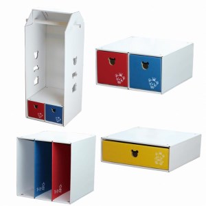 子供用ダンボール家具　ハンガーラック＆本棚＆引き出し２種セット◇≪ダンボール 段ボール 収納 家具 段ボール家具 ダンボール家具 軽い 子供用 子供 キッズ 引き出し おしゃれ 洋服 子供服 ハンガーラック 3段 子供部屋 タンス≫