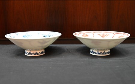 【波佐見焼】はさみ平茶碗 なづな（呉・朱） 茶碗 ペアセット 食器 皿 【協立陶器】 [TC87] 波佐見焼