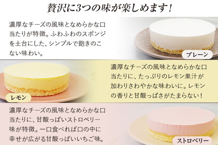 レアチーズケーキセット プレーン1個/ストロベリー1個/レモン1個 合計3個 約180g×3ホール レアチーズ チーズケーキ ケーキ デザート スイーツ お菓子 グルメ ギフト 贈り物 プレゼント