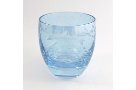 浅草切子 aquatic「Dolphin Fish Blue 冷酒杯」_0012-002-T03