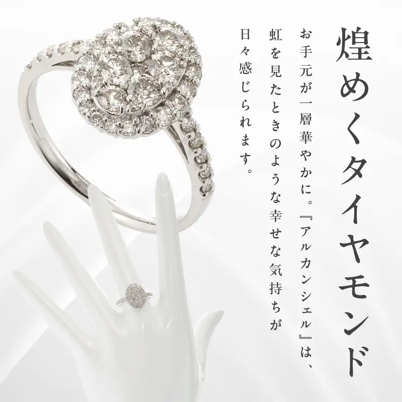 ARC-EN-CIEL プラチナ ダイヤリング（計 1.0ct）【鑑別書付き】