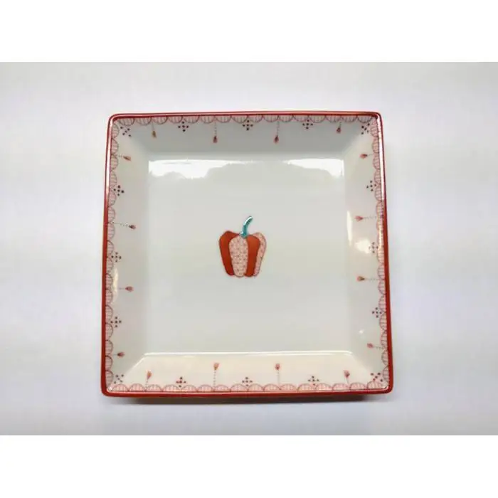 皿揃 赤絵小紋 野菜 九谷焼