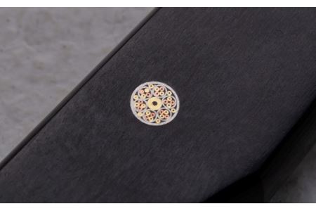 H20-83 モザイクピン付き三徳包丁+ペティセット（EN-01/02） ～切れ味の良い3層鋼ステンレス 日本刀のような波紋 デザイン～