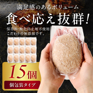 博多和牛手ごね生ハンバーグ 15個 味付きハンバーグ【019-0021】