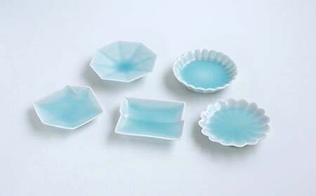 有田焼 青白磁おてしょ皿 5枚セット【金照堂】 有田焼 皿 小皿 食器 器 取り皿 菓子皿 おてしょ皿 青白磁 29000円 A29-15