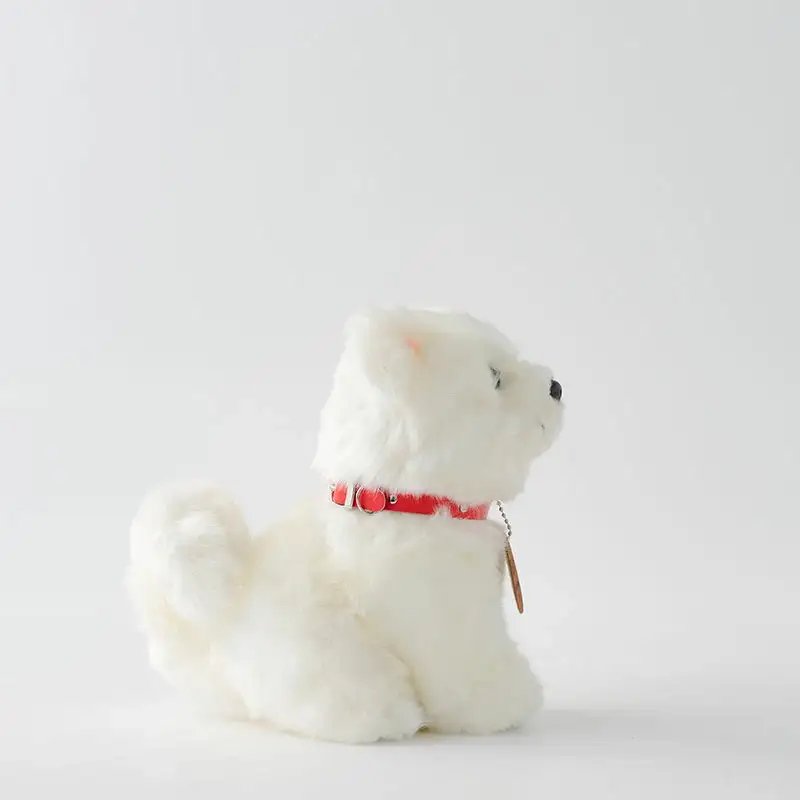 65P7304 秋田犬白毛(鼻黒)ぬいぐるみ　座りＭサイズ