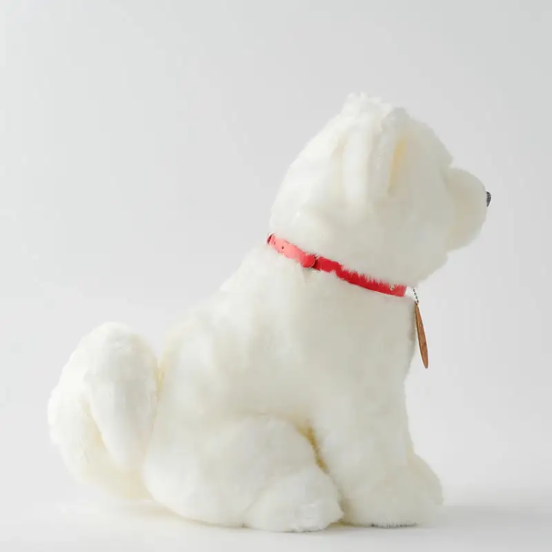 165P7304 秋田犬白毛(鼻黒)ぬいぐるみ　座りＬサイズ