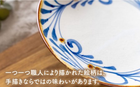 【波佐見焼】藍ブルー 和皿 （一珍水玉・唐草） プレート 7寸皿 21cm 2枚セット 食器 皿 【藍染窯】 [JC87]  波佐見焼